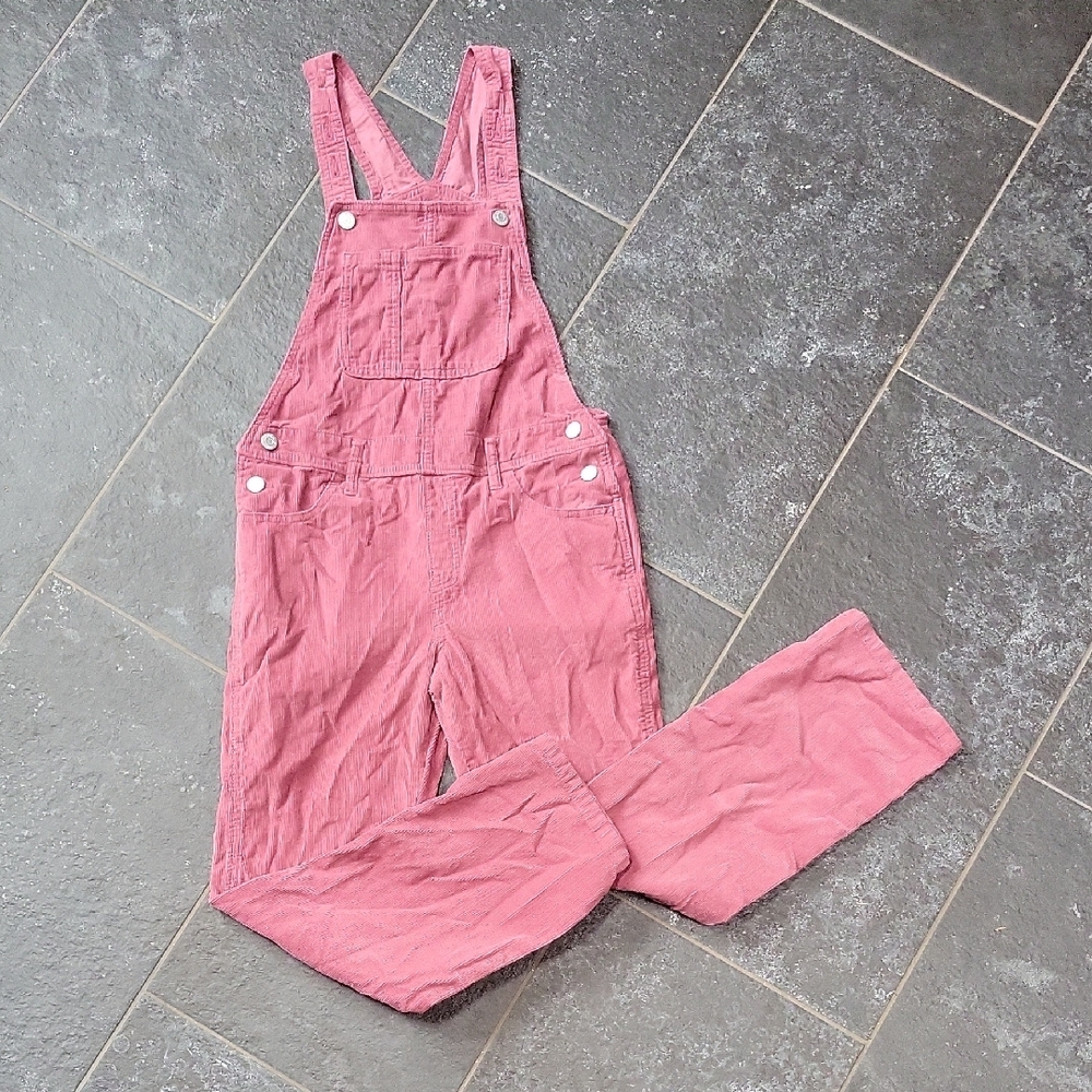 Girl's Rose Pink Corduroy Overalls